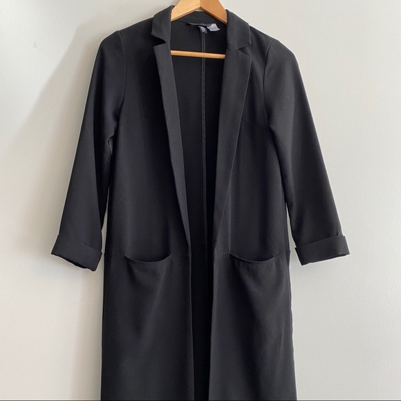 *SOLD* H&M Knee Length Open Black Duster Jacker - Picture 7 of 7